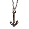 Load image into Gallery viewer, Steel Anchor Pendant with Black CZ Inlay, with Steel Box Chain