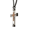 Load image into Gallery viewer, Steel Cross Pendant with Walnut Wood Inlay, with Black Wheat Chain