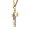 Load image into Gallery viewer, 18K Gold Plated Cross Pendant with Walnut Wood Inlay, with 18K Gold Plated Wheat Chain