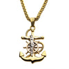 Load image into Gallery viewer, 18K Gold Plated Anchor with Silver Plated Jesus Steel Pendant, with 18K Gold Plated Wheat Chain