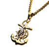 Load image into Gallery viewer, 18K Gold Plated Anchor with Silver Plated Jesus Steel Pendant, with 18K Gold Plated Wheat Chain