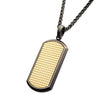 Load image into Gallery viewer, Gun Metal Plated with 18K Gold Plated Grid Inlay Dog Tag Pendant, with Black Plated Wheat Chain