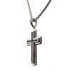 Load image into Gallery viewer, Stainless Steel Cross Pendant with Black CZ Inlay, with Steel Round Box Chain