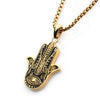 Load image into Gallery viewer, Gold Plated with Hamsa Pendant, with Gold Plated Bold Box Chain