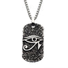 Load image into Gallery viewer, Black Oxidized Stainless Steel with Black CZ Eye of Horus Dog Tag Pendant, with Steel Box Chain