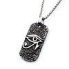 Load image into Gallery viewer, Black Oxidized Stainless Steel with Black CZ Eye of Horus Dog Tag Pendant, with Steel Box Chain