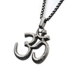 Load image into Gallery viewer, Stainless Steel with Antique Finish OM Symbol Pendant, with Steel Box Chain