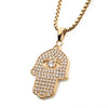 Load image into Gallery viewer, Gold Plated with Clear CZ Hamsa Pendant, with Gold Plated Box Chain