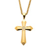 Load image into Gallery viewer, Gold Plated Cross with 6pcs CNC Prong Set Clear CZ Pendant with Gold Plated Wheat Chain