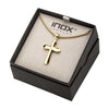 Load image into Gallery viewer, Gold Plated Cross with 6pcs CNC Prong Set Clear CZ Pendant with Gold Plated Wheat Chain