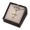 Load image into Gallery viewer, Gold Plated Cross with 36pcs CNC Prong Set Clear CZ Pendant with Steel Wheat Chain