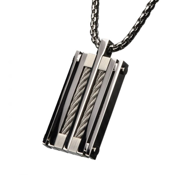 Chunky Cable Polished Dog Tag Pendant