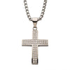 Load image into Gallery viewer, Stainless Steel with 52piece CNC Prong Set Clear CZ Cross Pendant with Chain