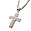 Load image into Gallery viewer, Stainless Steel with 52piece CNC Prong Set Clear CZ Cross Pendant with Chain