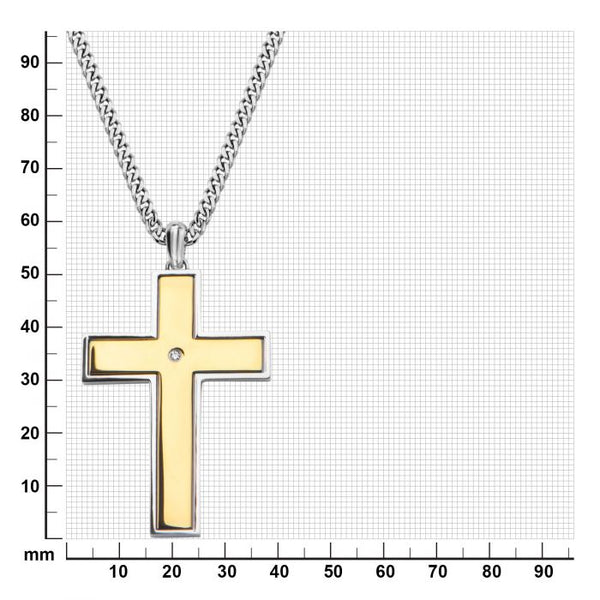 Gold Plated Lord's Prayer & Spinner Cross Two Tone Pendant with Chain