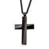 Load image into Gallery viewer, Black Plated Cross Pendant with Matte Black Round Wheat Chain