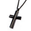 Load image into Gallery viewer, Black Plated Cross Pendant with Matte Black Round Wheat Chain