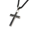 Load image into Gallery viewer, Stainless Steel with 66piece CNC Prong Set Black Genuine Diamond Cross Pendant with Chain