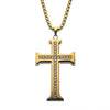 Load image into Gallery viewer, Clear CZ Gold Plated Cross Pendant in a Steel Frame with Chain