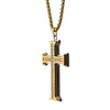 Load image into Gallery viewer, Clear CZ Gold Plated Cross Pendant in a Steel Frame with Chain