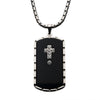 Load image into Gallery viewer, Black Agate Swarovski CZ Steel &amp; Black Plated Dog Tag Pendant with Chain