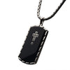 Load image into Gallery viewer, Black Agate Swarovski CZ Steel &amp; Black Plated Dog Tag Pendant with Chain