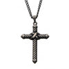 Load image into Gallery viewer, Stainless Steel with Antiqued Finish in Twisted Cable Design Cross Pendant with Chain