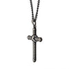 Load image into Gallery viewer, Stainless Steel with Antiqued Finish in Twisted Cable Design Cross Pendant with Chain