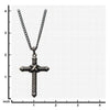 Load image into Gallery viewer, Stainless Steel with Antiqued Finish in Twisted Cable Design Cross Pendant with Chain