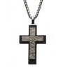 Load image into Gallery viewer, Steel Carbon Fiber Cross Pendant with Steel Wheat Chain