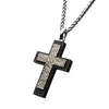 Load image into Gallery viewer, Steel Carbon Fiber Cross Pendant with Steel Wheat Chain