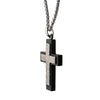 Load image into Gallery viewer, Steel Carbon Fiber Cross Pendant with Steel Wheat Chain