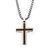 Load image into Gallery viewer, Black and Rose Gold Plated with Carbon Fiber Link Inlay Cross Pendant with Steel Chain