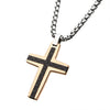 Load image into Gallery viewer, Black and Rose Gold Plated with Carbon Fiber Link Inlay Cross Pendant with Steel Chain