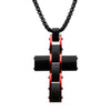 Load image into Gallery viewer, Dante  Black and Red Matte Carbon Fiber Cross Pendant with Round Box Chain