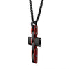 Load image into Gallery viewer, Dante  Black and Red Matte Carbon Fiber Cross Pendant with Round Box Chain