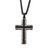 Load image into Gallery viewer, Black plated Stainless Steel Damascus cross with Ebony Wood Inlay