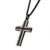 Load image into Gallery viewer, Black plated Stainless Steel Damascus cross with Ebony Wood Inlay