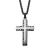 Load image into Gallery viewer, Stainless Steel Damascus Cross Pendant with Black Round Wheat Chain