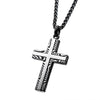 Load image into Gallery viewer, Stainless Steel Damascus Cross Pendant with Black Round Wheat Chain