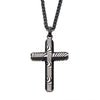 Load image into Gallery viewer, Stainless Steel and Black Plated Damascus Cross Pendant with Black Round Wheat Chain