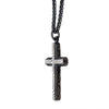 Load image into Gallery viewer, Stainless Steel and Black Plated Damascus Cross Pendant with Black Round Wheat Chain