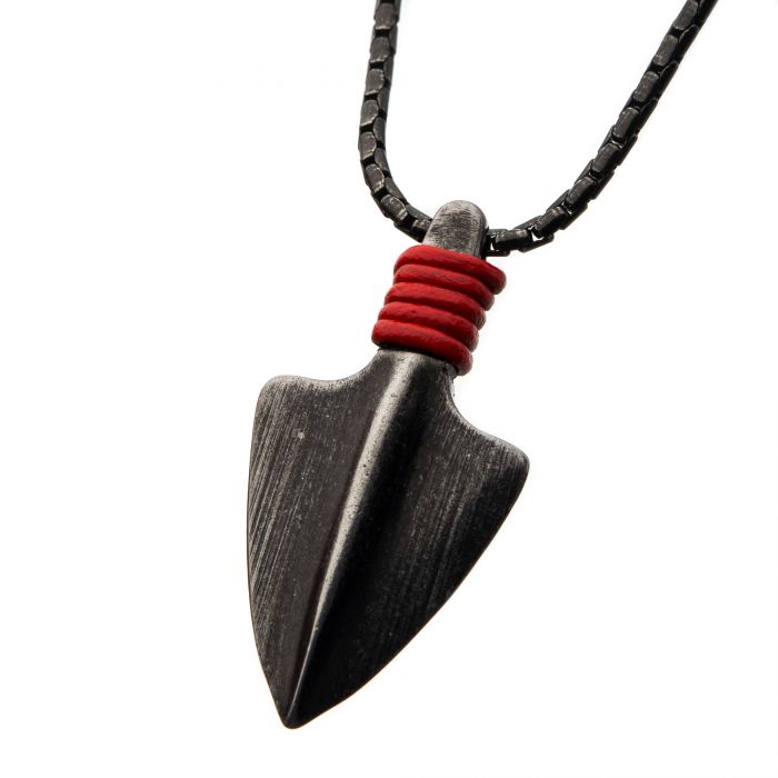 Antiqued Gun Metal Arrowhead Pendant with Chain