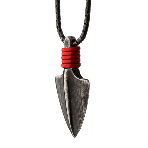 Antiqued Gun Metal Arrowhead Pendant with Chain