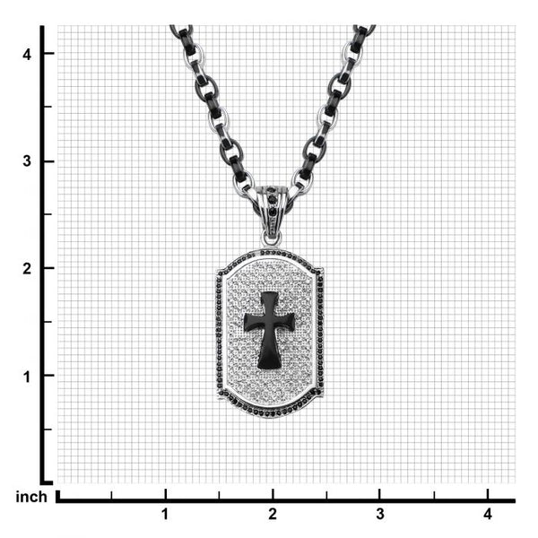 Black Onyx Skull/Cross Inlay Dog Tag Pendant with Stainless Steel Finish
2 tone chain