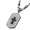 Load image into Gallery viewer, Black Onyx Skull/Cross Inlay Dog Tag Pendant with Stainless Steel Finish
2 tone chain