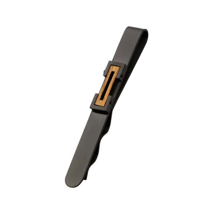 IP Black with Ebony Wood Tie Bar