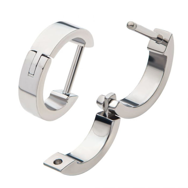 Titanium with Plain Design 3mm Thick Huggie Earrings