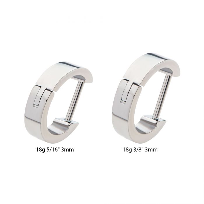 Titanium with Plain Design 3mm Thick Huggie Earrings