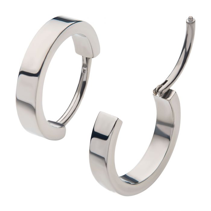 Titanium with Plain Design 2.5mm Thick Huggie Earrings